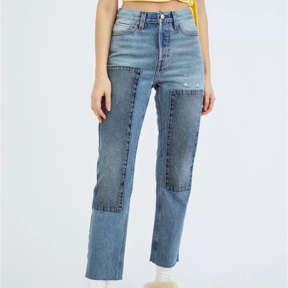 BDG High-Waisted Slim Straight Jean Paneled Light Wash
